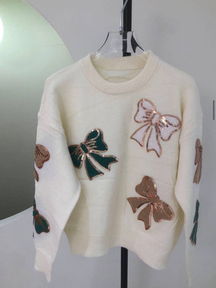 Off White Sequins bow sweater reorder for wholesale on Faire0