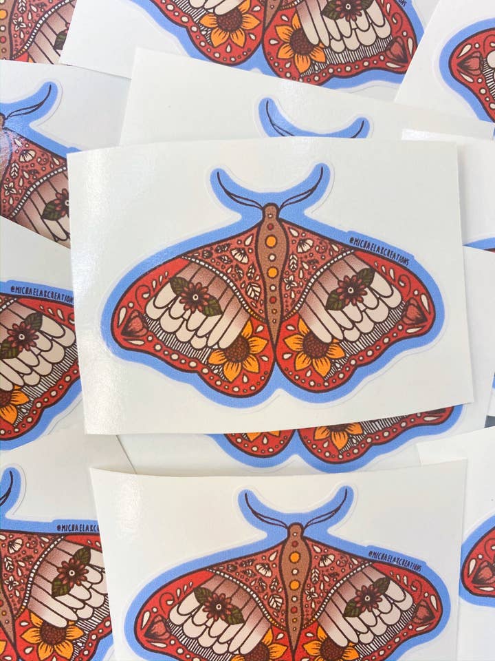 Moth Sticker | Flower Sticker| Stickers for Hydroflask | lap for wholesale by Michaela K Creations