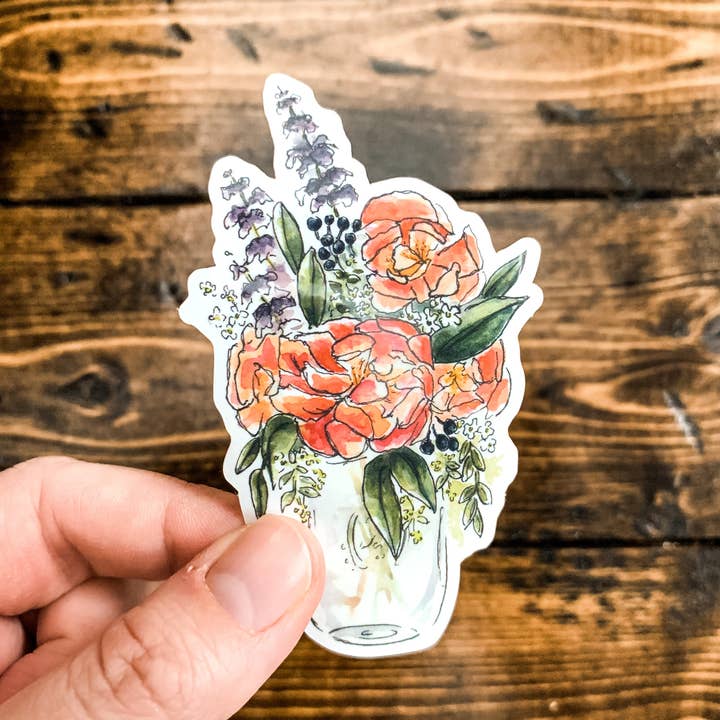 Vinyl-Aufkleber „Vase mit Blumen“ für den Großhandel von Art by Sj Nielsen