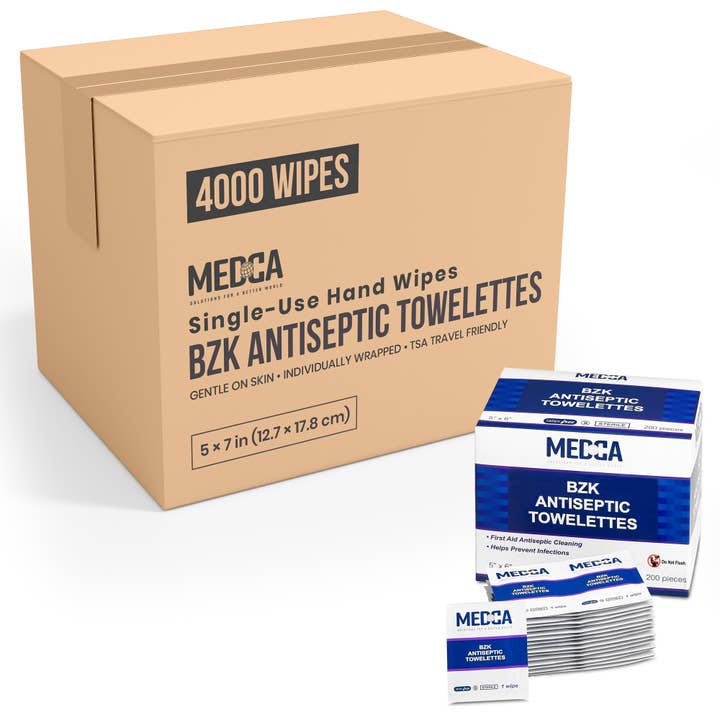 Lingettes pour les mains MEDca - Pack BZK Tampons antiseptiques pour la vente par MEDca