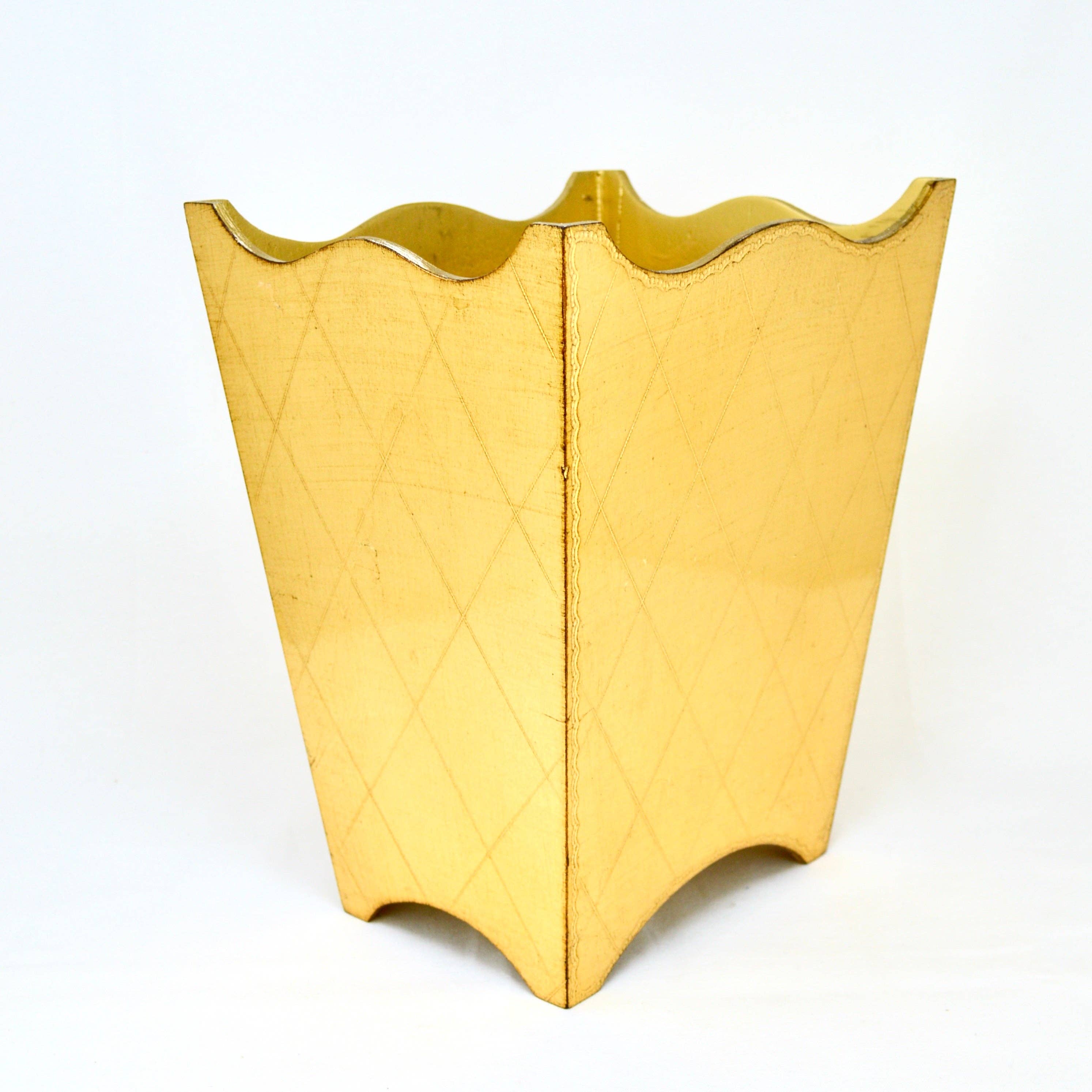 Via Graceffo - Wholesale Prullenbak/vuilnisbak - Florentijnse Gesneden Houten Prullenbak, Roze en Goud, Gemaakt in Italië4