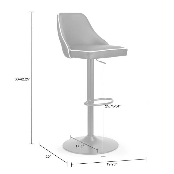 Glamour Home - Wholesale Stool - Set of 2 Alston Adjustable Swivel Bar Stools with Piping9