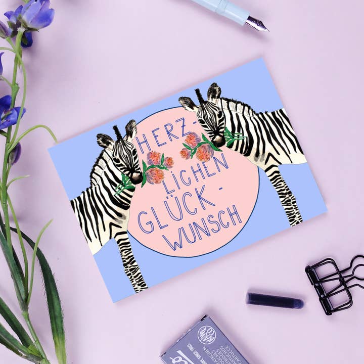 Verjaardagskaart Zebra's voor wholesale door Wonder Of Today