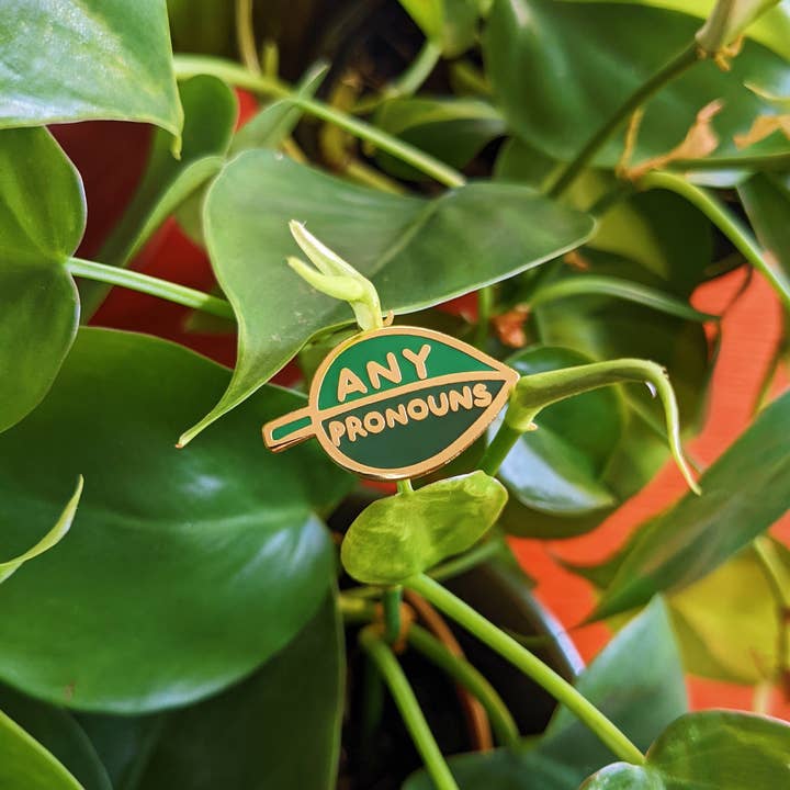 misomomo - Wholesale Lapel Pin/Button - Pronoun Leaf Pin - any pronouns2