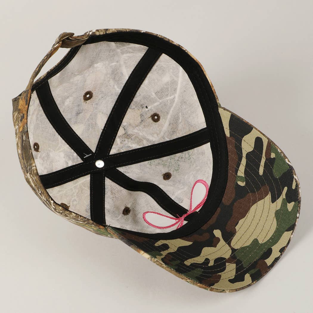 Fashion City - Wholesale Baseball Cap - Women's - Ribbon Bow Embroidery Camo Baseball Cap4