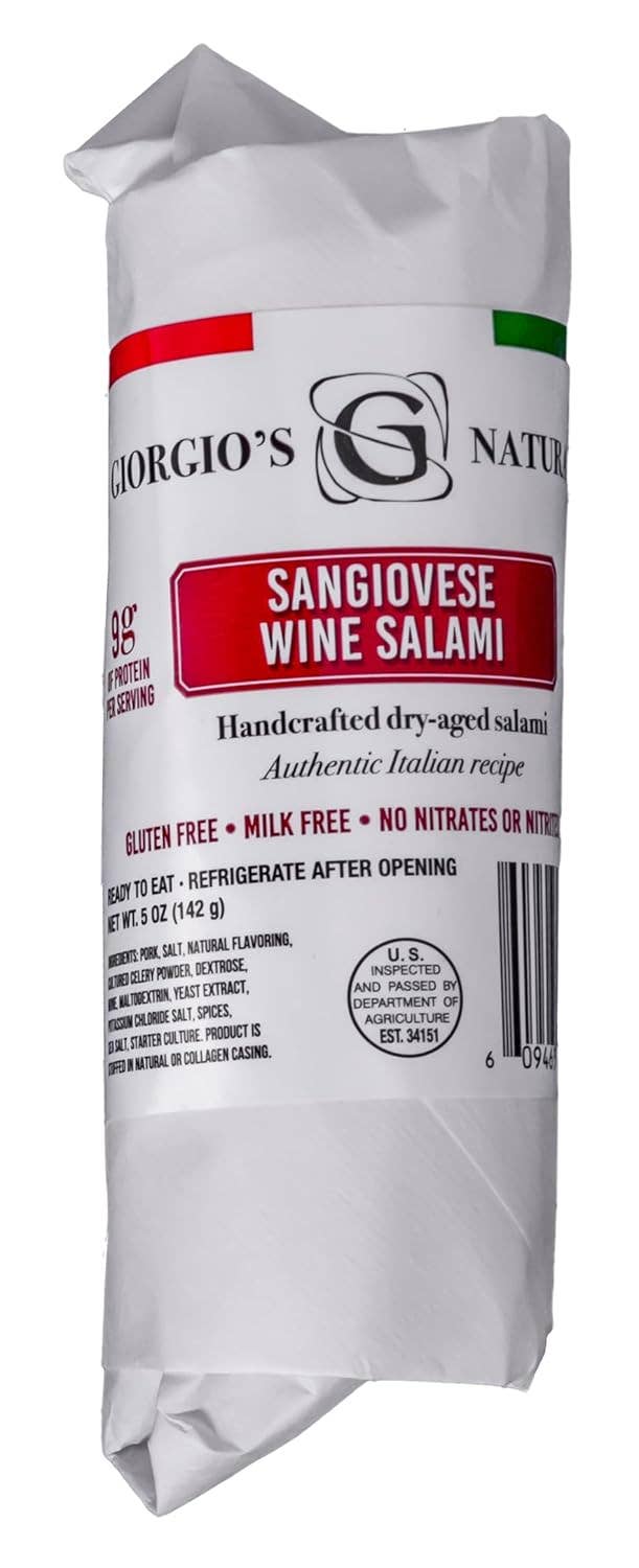 The Italians' Pantry - Wholesale Salami - Giorgio's Naturals, Sangiovese Wine Salami 5oz1
