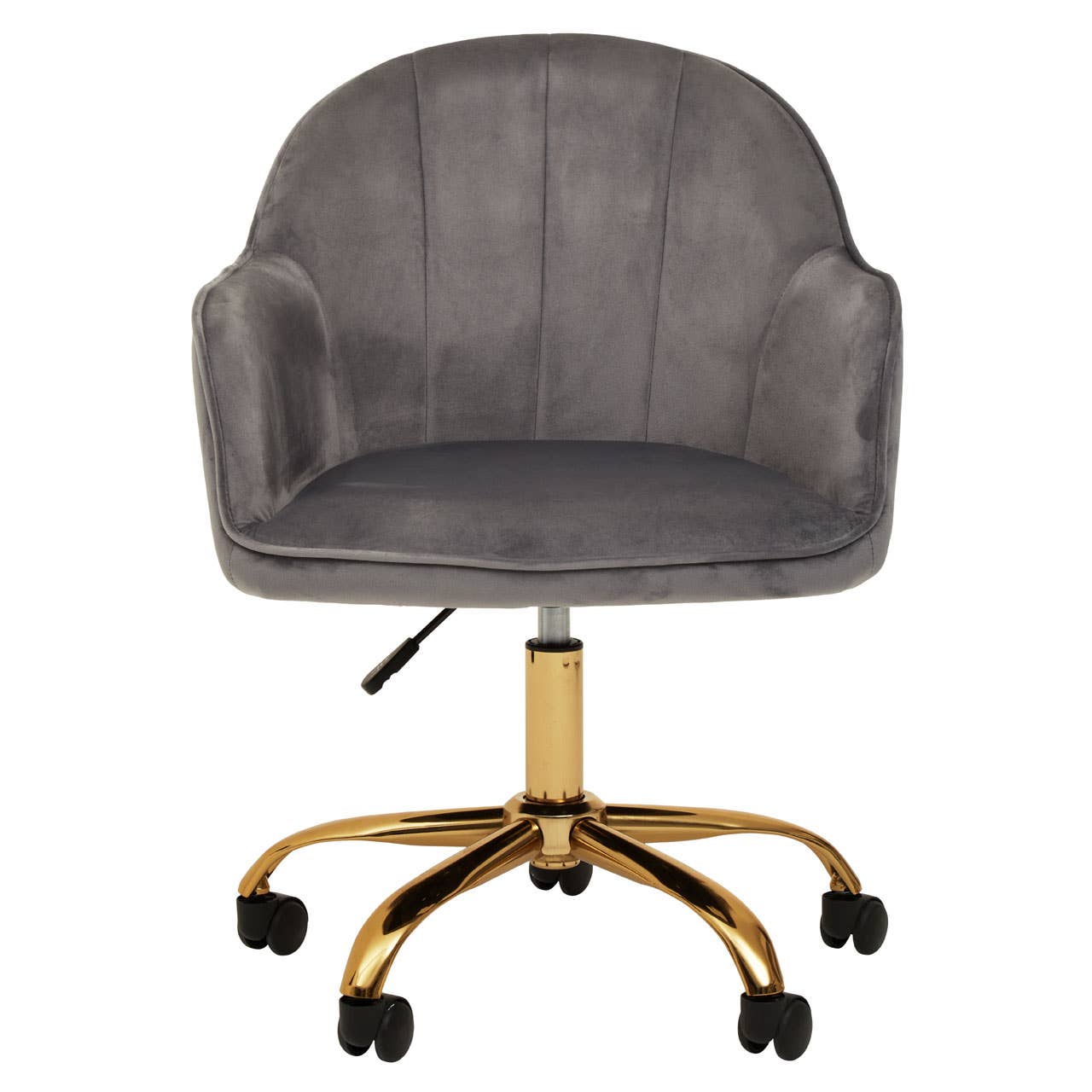Interiors by Premier – wholesale Chair – Brent Grey Velvet And Gold Base Home Office Chair1