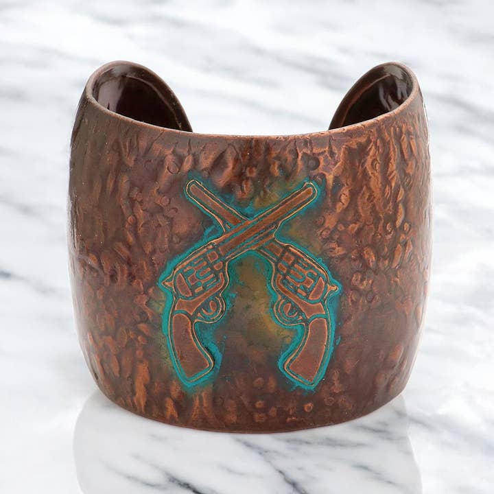 Sensibling Corp. - Wholesale Cuff Bracelet - Hammered metal crossed gun cuff bracelet6