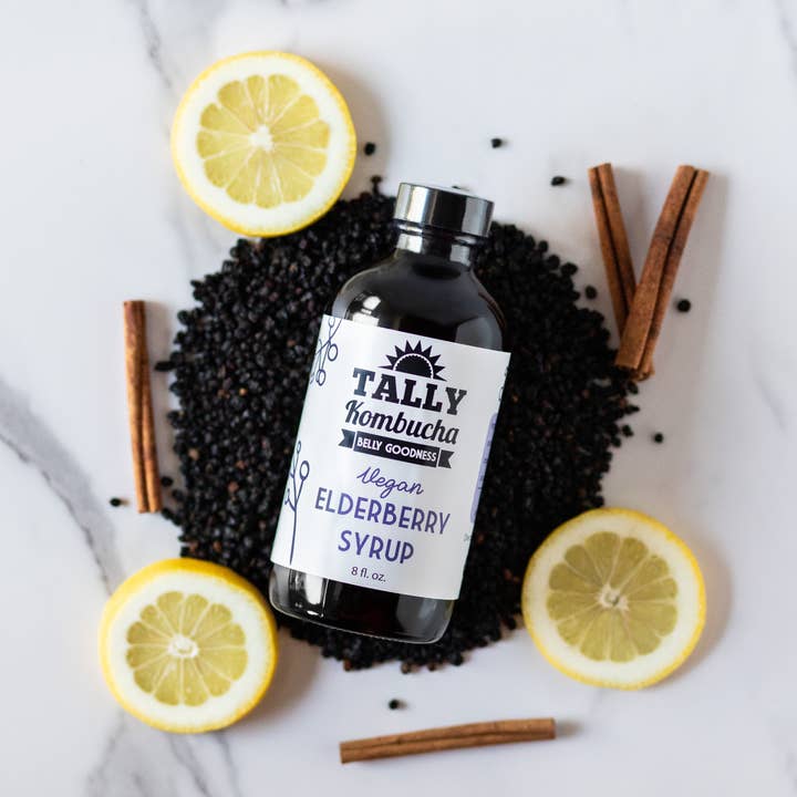 Tally Kombucha - Vendita all'ingrosso Sciroppi aromatizzati - Sciroppo di Sambuco Vegano–Supporto Immunitario Biologico (8oz)1