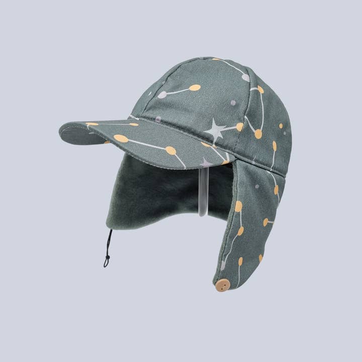 Cappello da baseball con paraorecchie impermeabile organico Spaceman per la vendita all'ingrosso da parte di Kapbula Organics