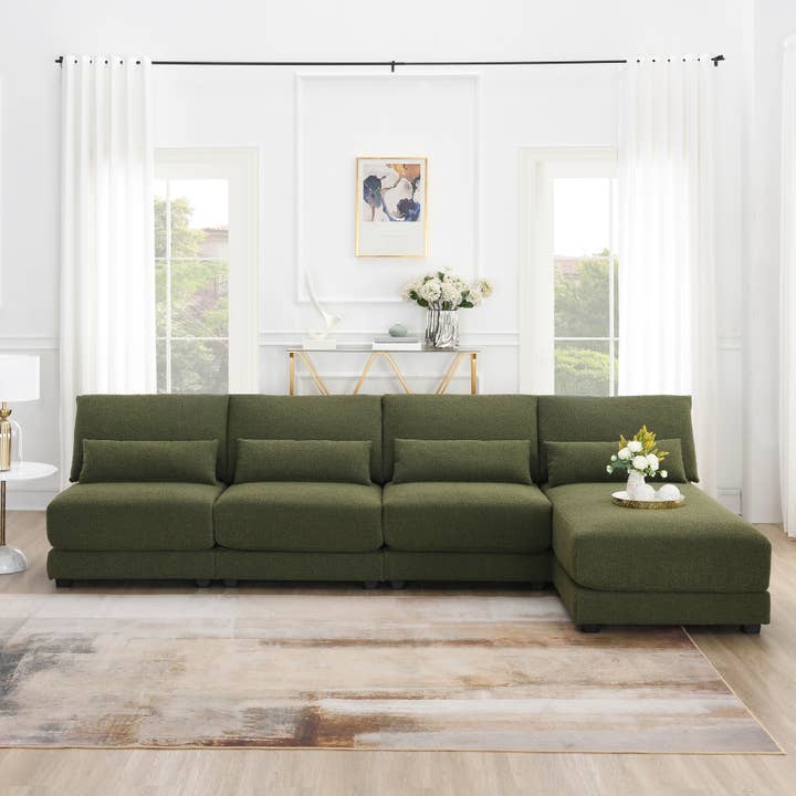 Green Oversized Sectional Sofa with Reversible Chaise and L-shape for wholesale on Faire