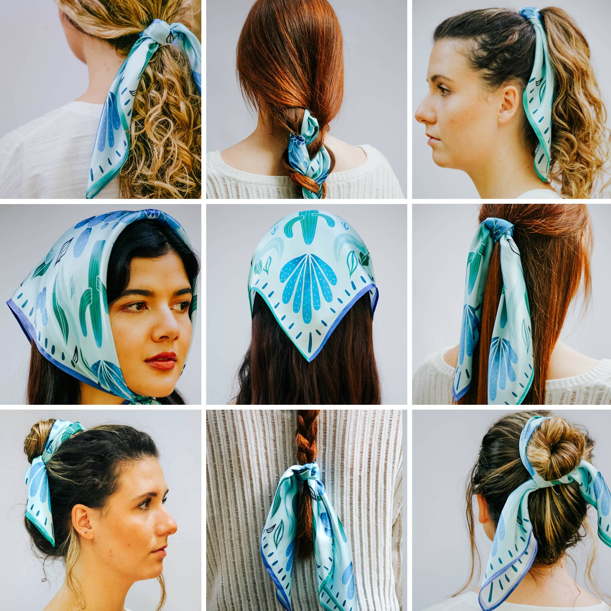 Arlo Goods - Vente Écharpe – femme - Écharpe en soie Symétrie Bleue5