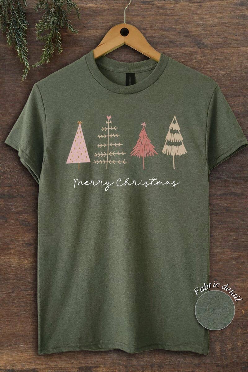 COLORBEAR – Großhandel T-Shirt (Grafikdruck) – Unisex – Schweres Baumwoll-T-Shirt mit Motiv „Merry Christmas Trees“8