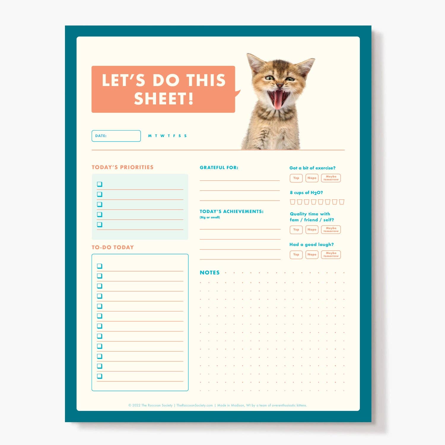 The Raccoon Society - Wholesale Notepad - Kitten To-Do Notepad - Do This Sheet1