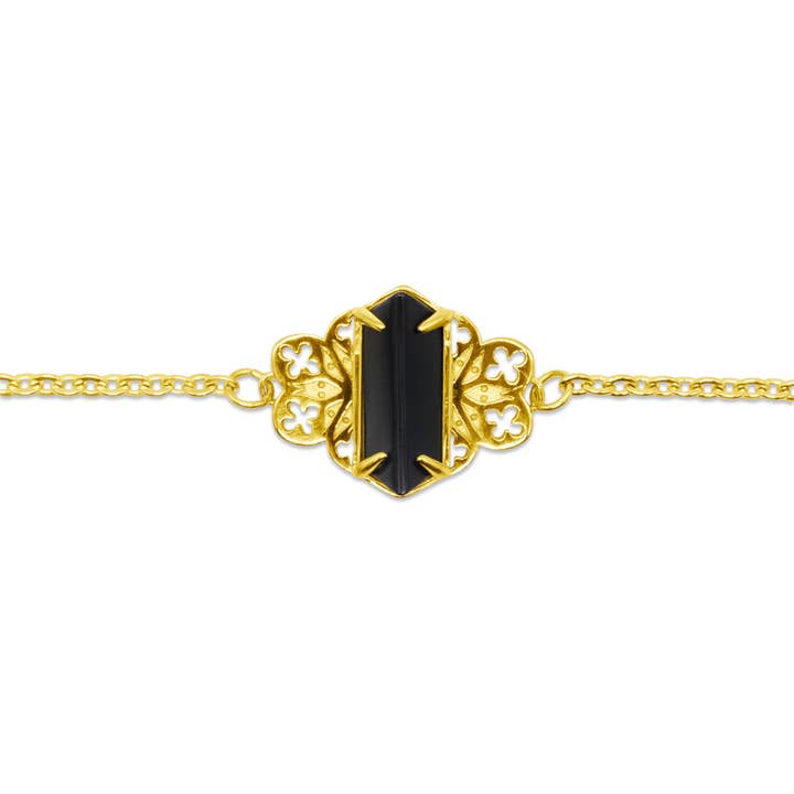 Repent Medieval Black Gemstone Gold Choker Necklace for wholesale by Mysticum Luna
