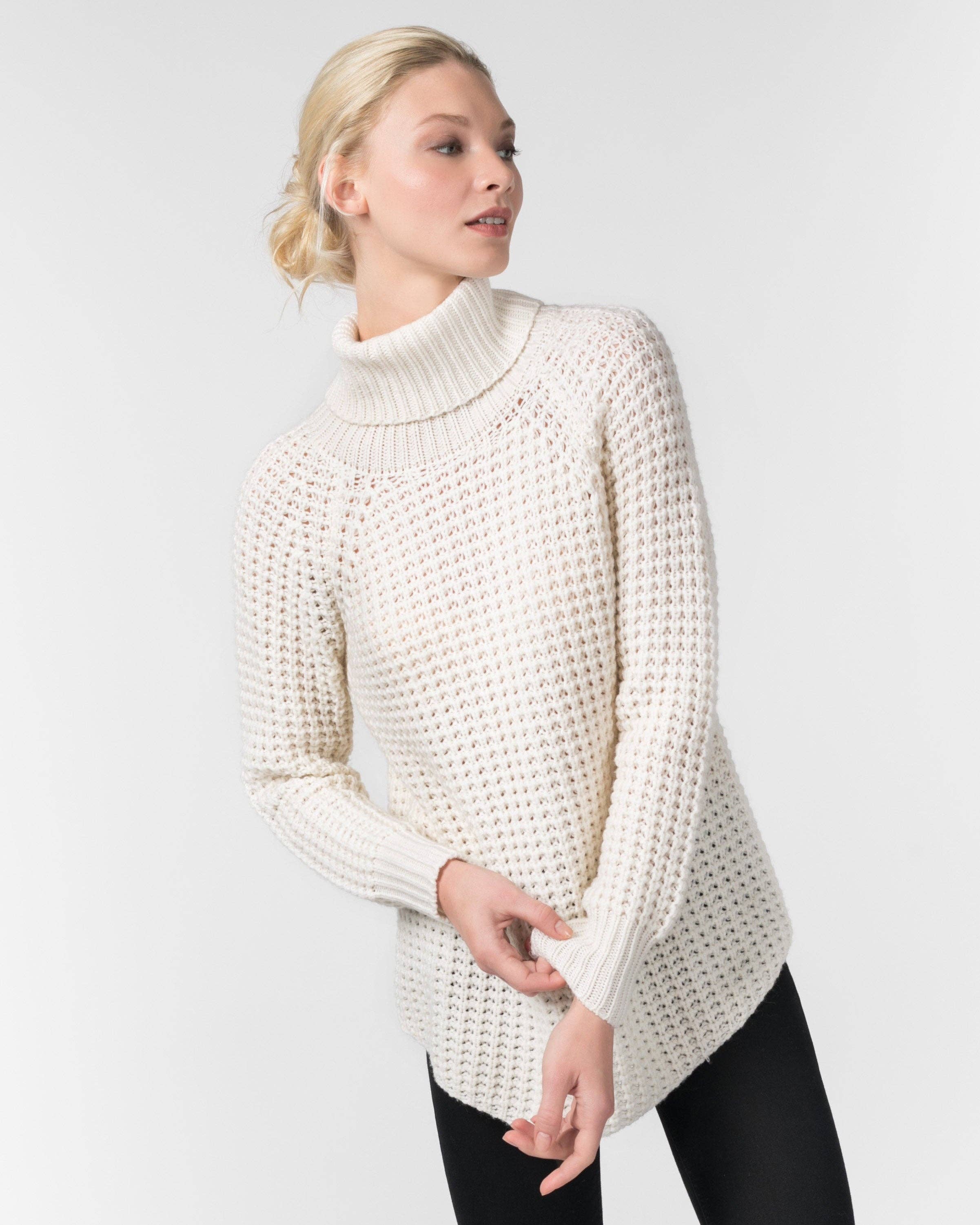 QUINN – Engroshandel Pullover - Dame – Cashmere vaffelstrik rullekrave4