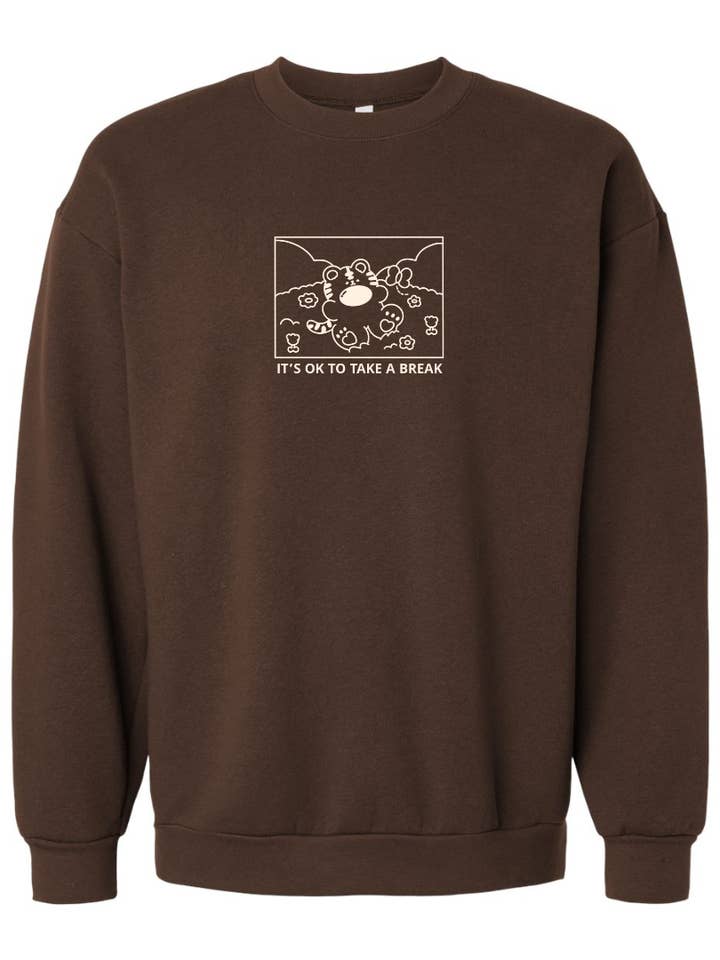 Brown It’s OK to Take a Break – Lightweight Embroidered Sweatshirt for wholesale on Faire5