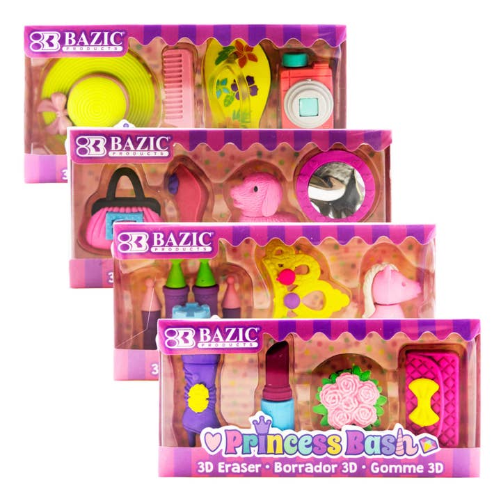 Princess Bash 3D Eraser Sets for wholesale by Luna Office Supply - Everyday Essential