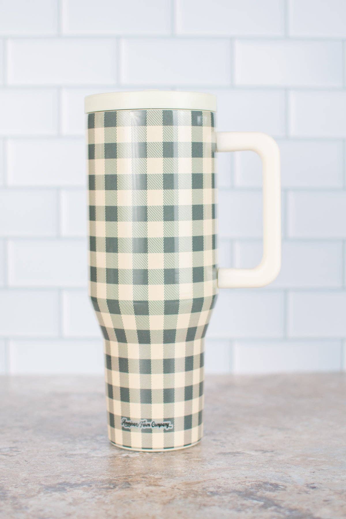 American Farm Company - Wholesale Geïsoleerd drinkgerei - Evergreen Gingham 40oz Watertank Beker4