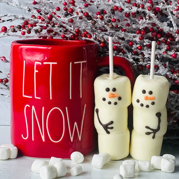 Chocolates Unlimited by Denise - Wholesale Hot Cocoa Spoon - Chocolate Covered Marshmallow Snowman Hot Cocoa Stir Sticks1