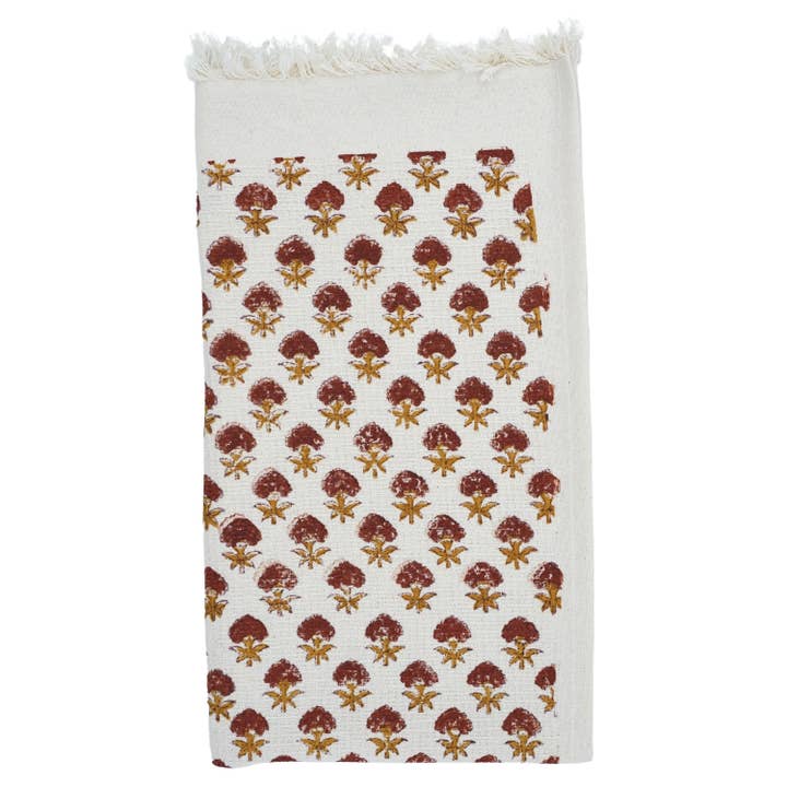 Fabdivine - Wholesale Hand Towel - Modern Block Print Cotton Waffle Hand Towel - Strawberry