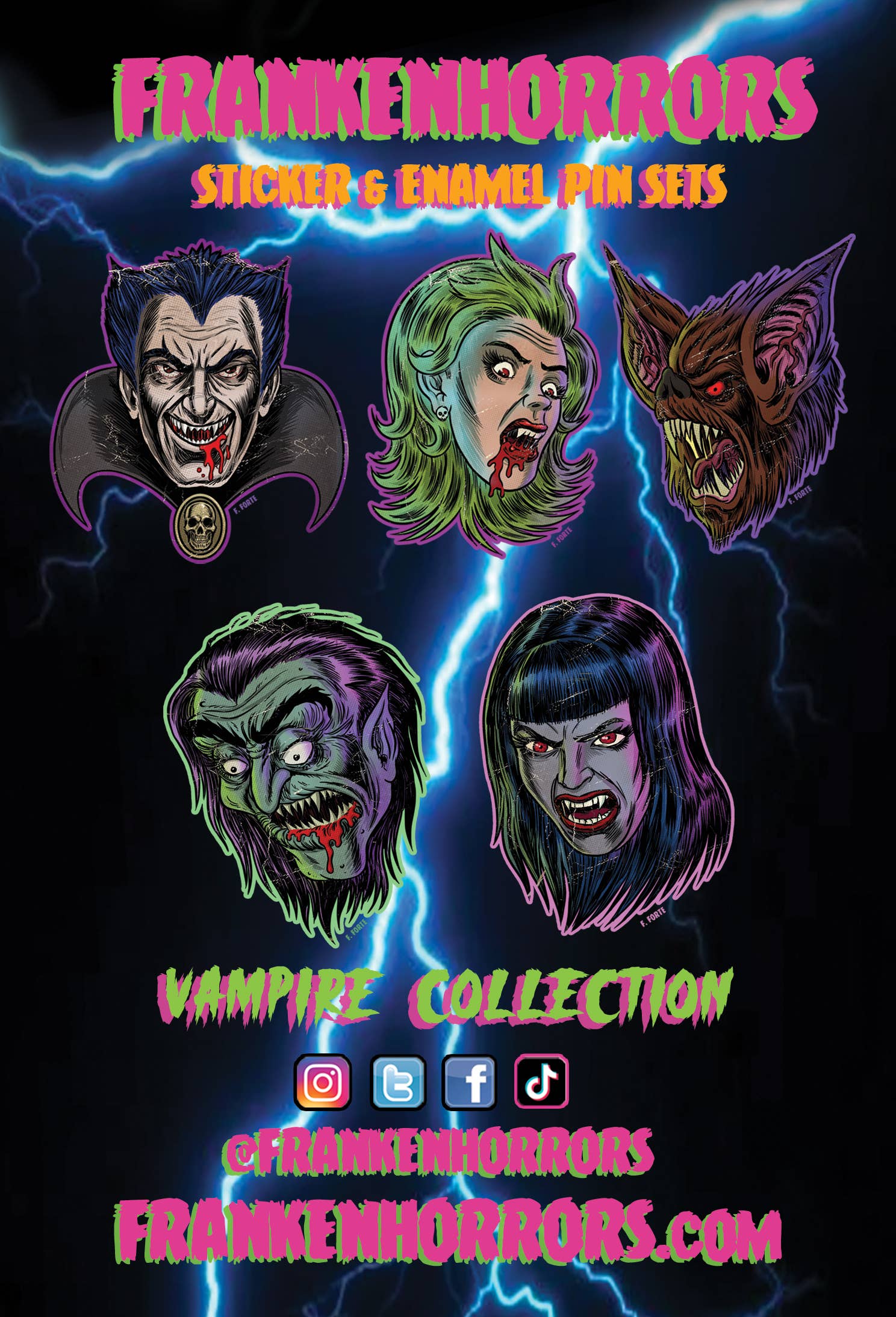 Xeno Pop - Wholesale Sticker - FrankenHorrors Sexy Vampiress 5x3 die cut vinyl sticker5