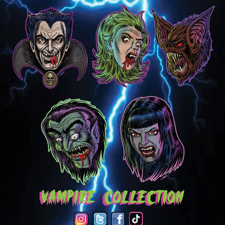 Xeno Pop - Wholesale Sticker - FrankenHorrors Sexy Vampiress 5x3 die cut vinyl sticker5