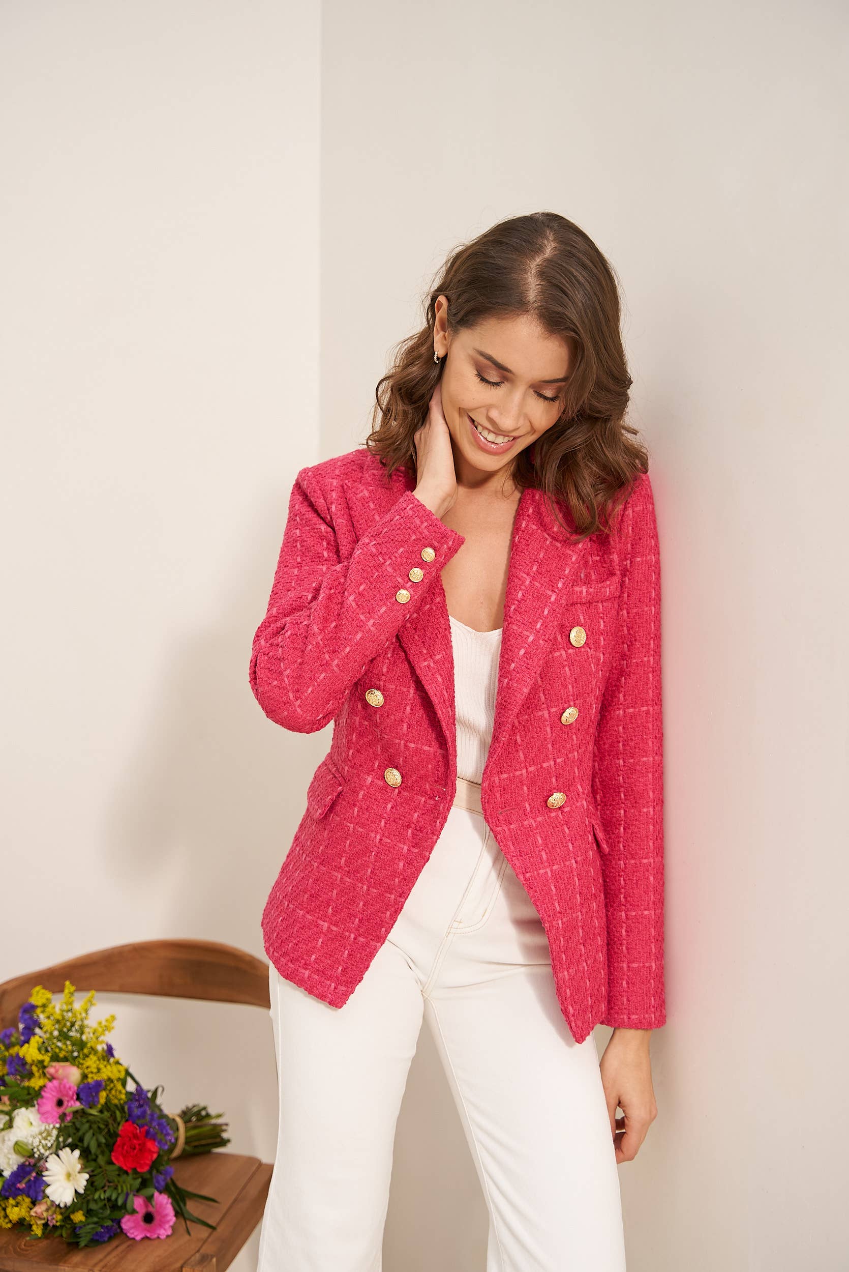 Attentif Paris – wholesale Jacket – Women's – Slim Fit Plain Tweed Jacket12