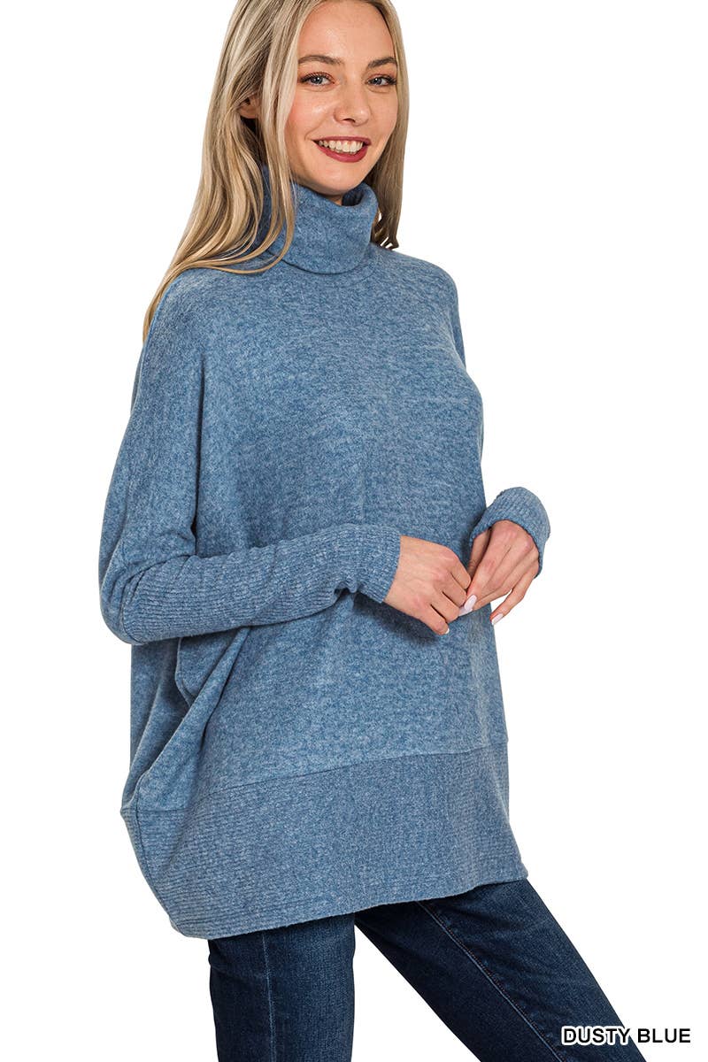 42POPS - Vendita all'ingrosso Maglia larga - Donna - Maglione dolcevita Brushed Melange Hacci con orlo a coste29