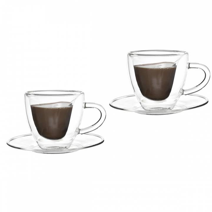 Double-walled heart-shaped coffee cups 150ml - set of 2 for wholesale by AULICA