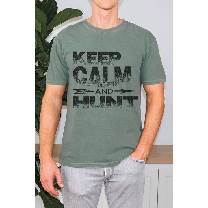 Oversized Keep Calm And Hunt Graphic Tee for wholesale by Bella Me