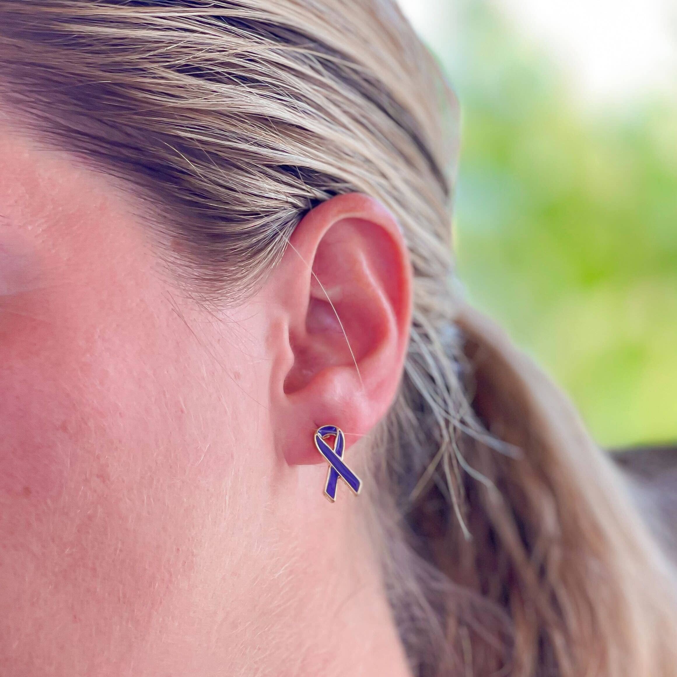 Prep Obsessed Wholesale - Wholesale Stud/Post Earrings - Purple Ribbon Signature Enamel Stud Earrings1