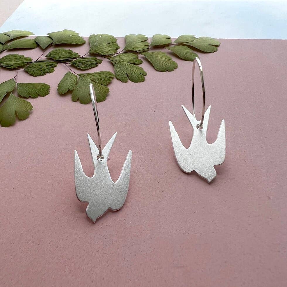 MicaPeet - Venta al por mayor Pendientes de aro - Pendientes de aro con golondrina - Oro y plata1