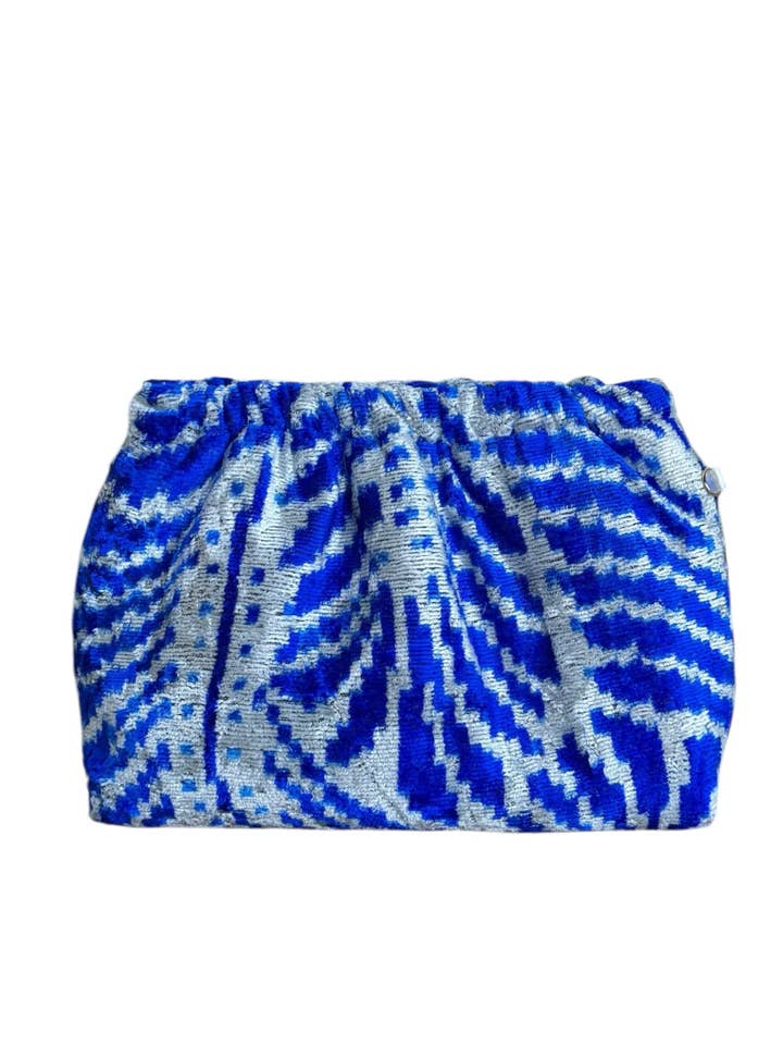 Silk Velvet Ikat Flex Hex Frame Pop-Open Clutch for wholesale by AYCA DESIGN