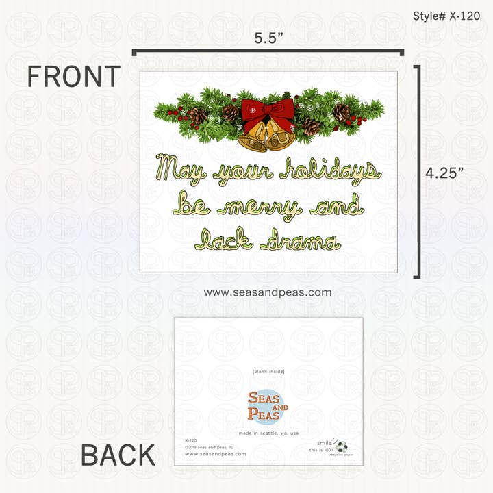 Seas and Peas, LLC - Wholesale Christmas Card - No Drama Holiday Card2