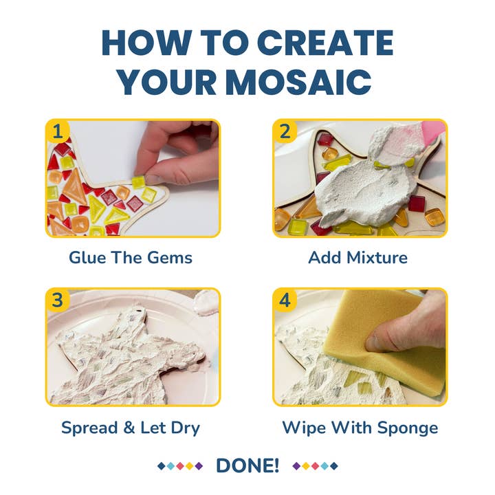 AYK Brand - Wholesale DIY Craft Kit - Kids - DIY Glass Mosaic Art Kit (Sea Creatures - 4pcs)3