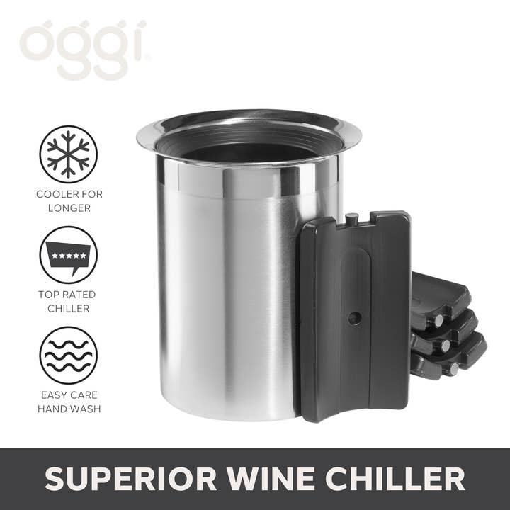 Oggi - Wholesale Wine Bucket - Stainless Steel Wine Cooler w/ Freezer Inserts