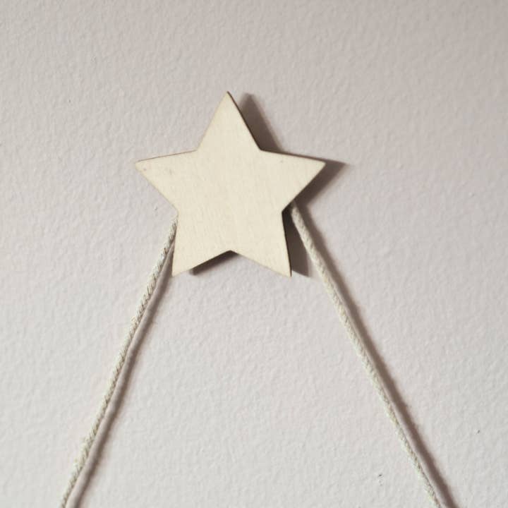 Plywood Star self adhesive wall hooks pack of three for wholesale by Little M