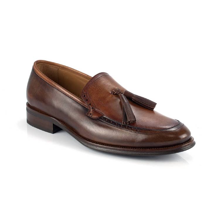 CR-22216-MARRON brown leather loafer for wholesale by Caramelo Shoes