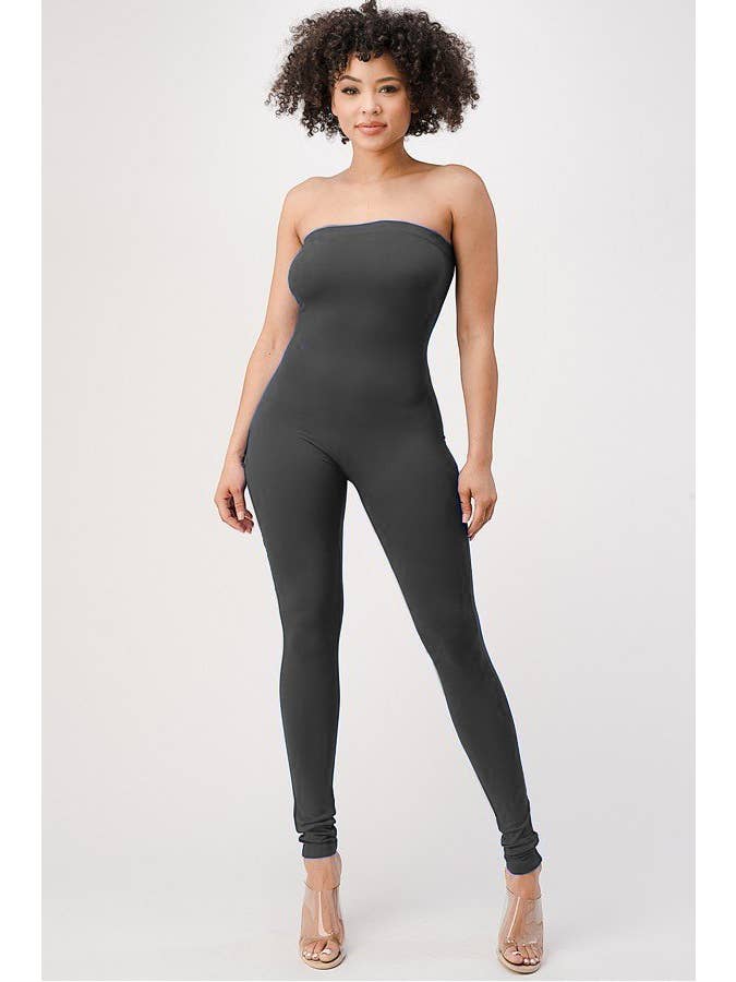 Lime All the Time - Wholesale Jumpsuit - Women's - Solid Elastic Strapless Jumpsuit6