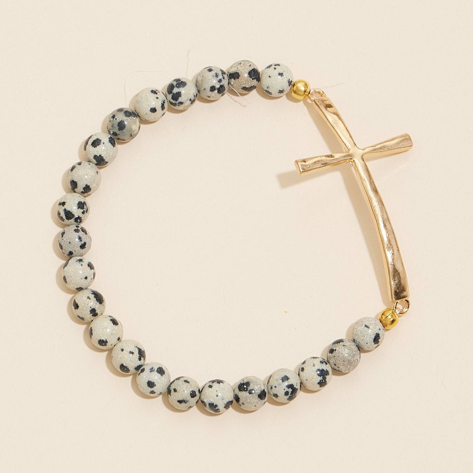Frem - Wholesale Beaded Bracelet - Metal Cross Pendant Natural Stone Bracelet7