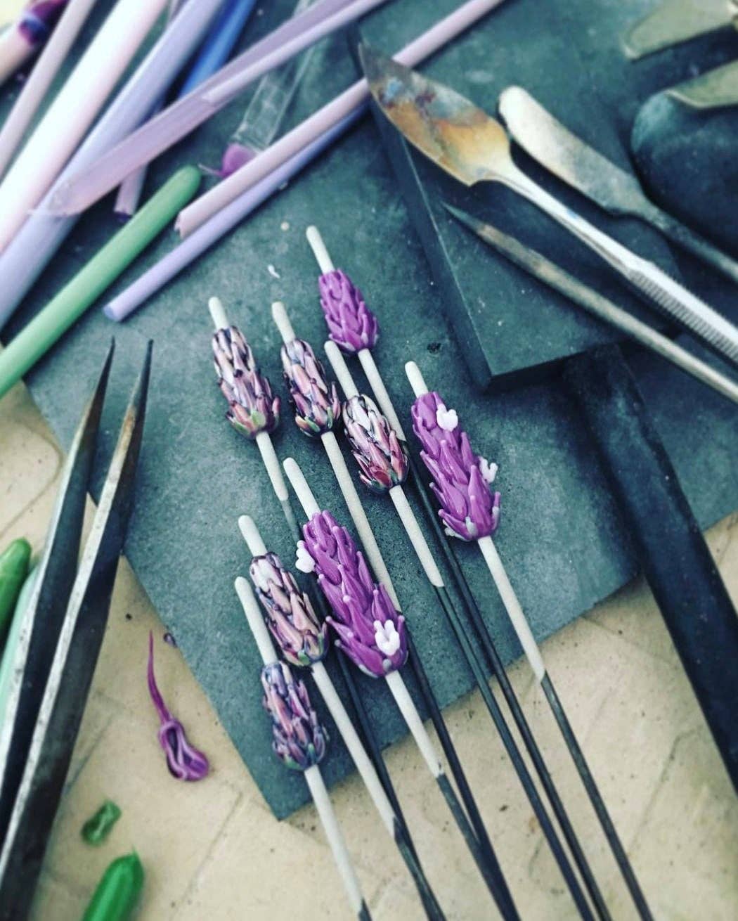 Lavender Beads – Engroshandel Halskæde med vedhæng – Lavendel glasperle vedhæng på 18" sølvkæde, lille6