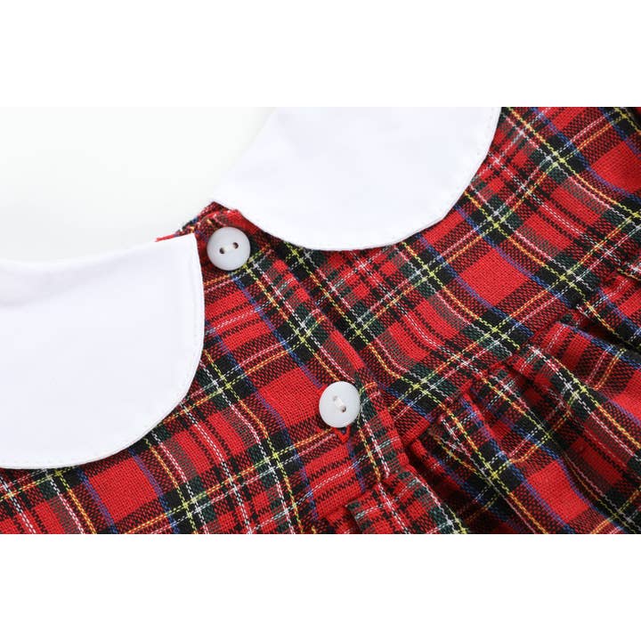 Red Christmas Plaid Colllared Ruffle Dress for wholesale on Faire2