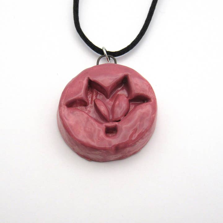 Abstract Flower Design 1 - ceramic pendant necklace for wholesale by A Mayes Pottery