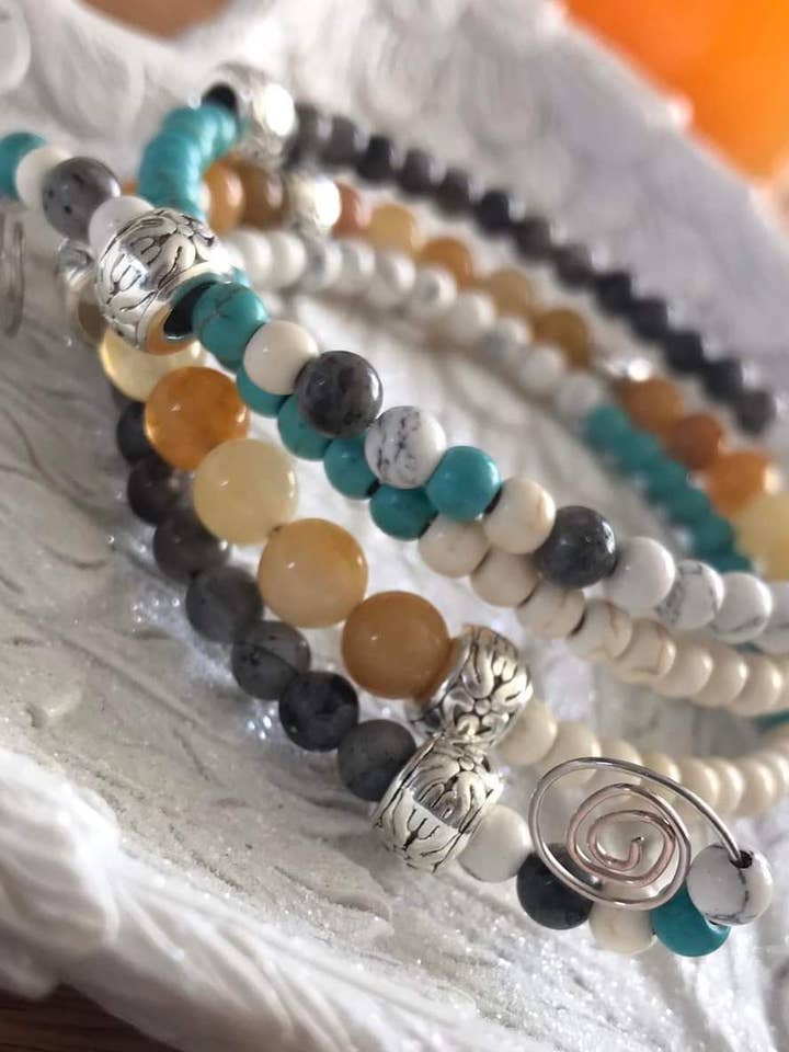 Mixed Crystal Beaded Stacker Charm Bracelet for wholesale by nls emporium