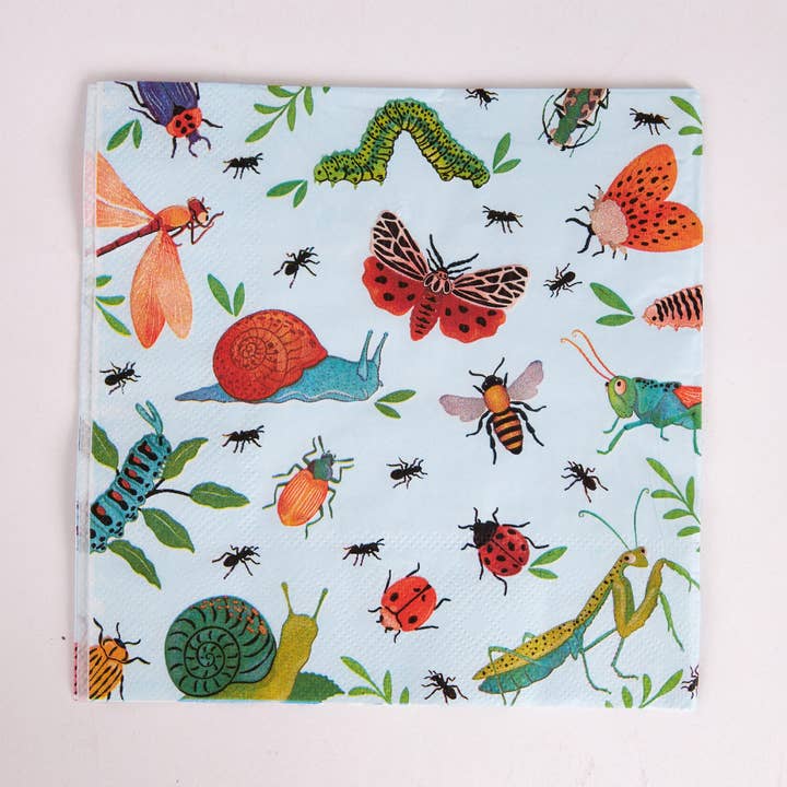 Gingham-Kollektion – Hellblaue Bugs Lunch-Servietten | Joy Ladder Premium Partyware für den Großhandel von Joy Ladder LLC