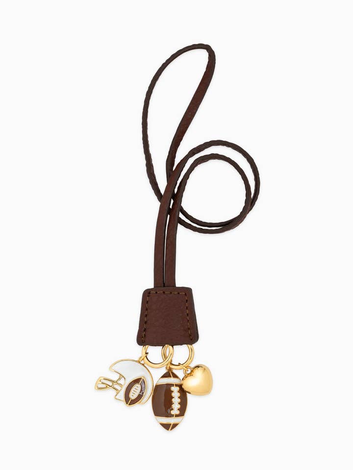 Gameday Football Leather Clochette Bag Charm for wholesale by Sessori