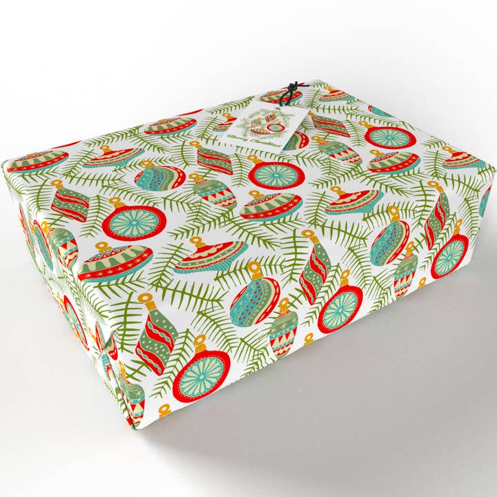Re-wrapped – wholesale Flat wrap – Christmas Baubles Wrapping Paper • ECO Friendly • UK Made1