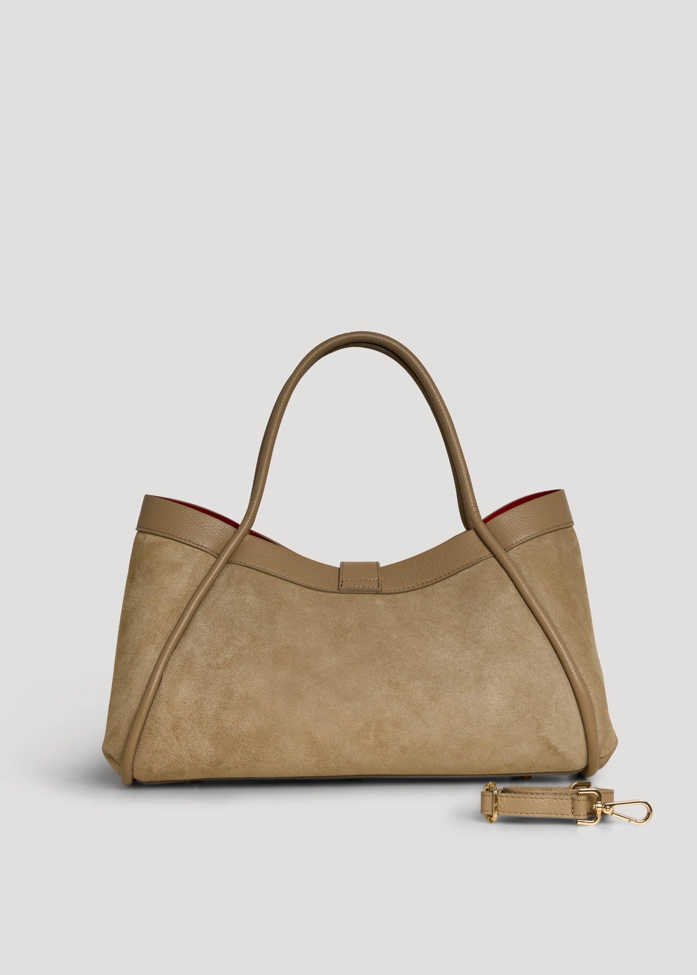 Prestige Milano - Wholesale Tote Bag - Women's - Borsa Mayfair in camoscio taupe e pelle Togo2