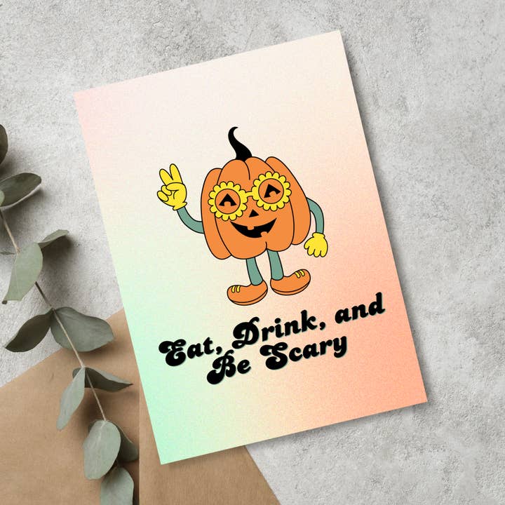 Ät, drick och var skrämmande | Halloween-kort för wholesale av JoeyPrints